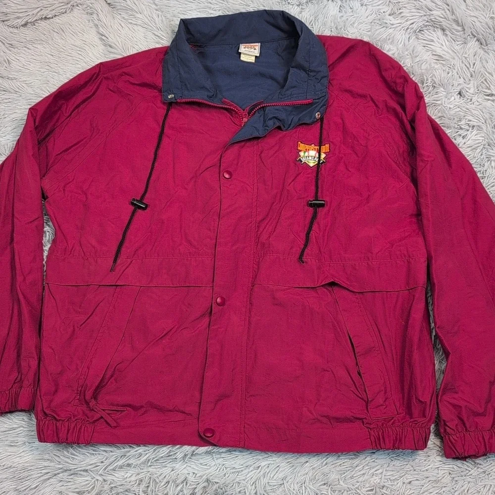Vintage Cooperstown Jacket Mens XL Red Windbreaker Pockets Dreams Park Zip‎ Up